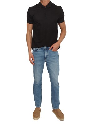 Polo nera BOSS uomo in cotone mercerizzato in UOMO