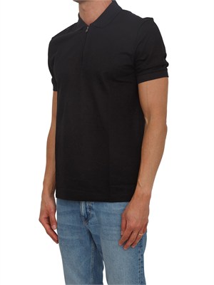 Polo nera BOSS uomo in cotone mercerizzato in UOMO