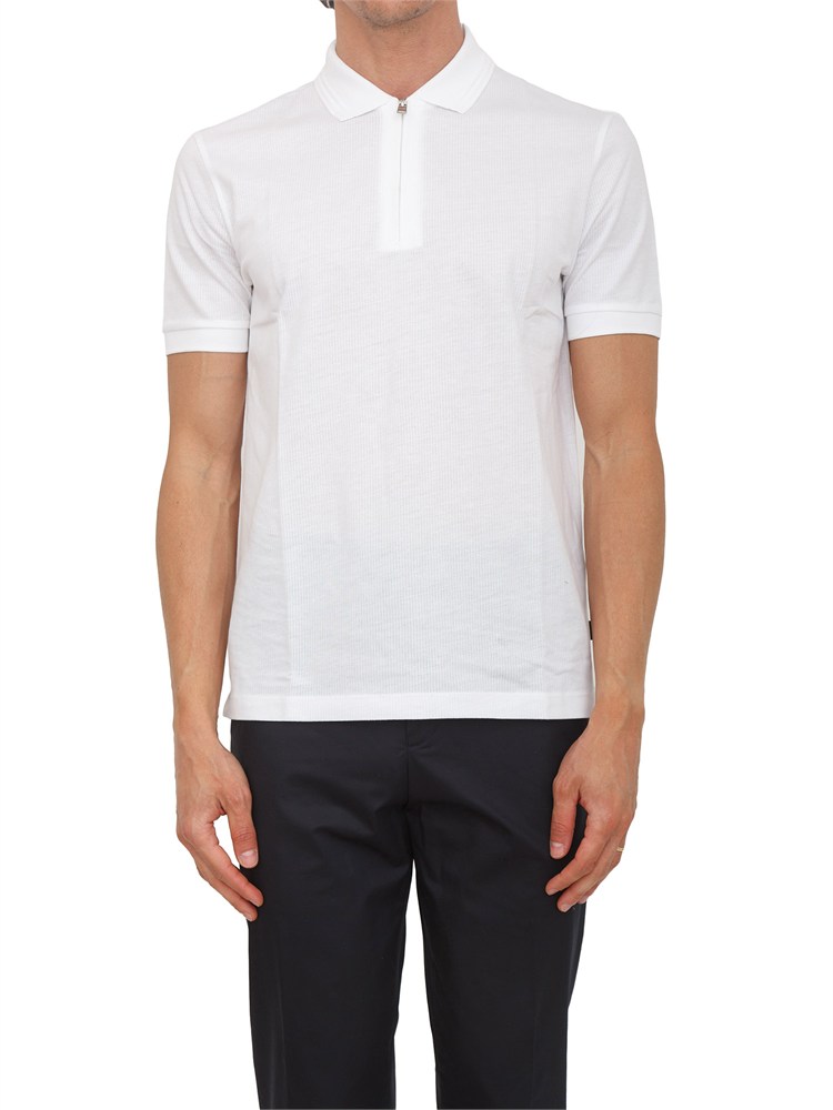 Polo bianca BOSS uomo in cotone mercerizzato