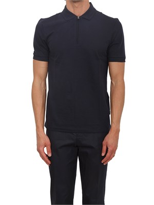 Polo blu BOSS uomo in cotone mercerizzato in UOMO