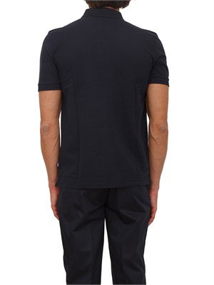 Polo blu BOSS uomo in cotone mercerizzato in UOMO