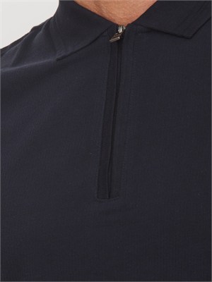 Polo blu BOSS uomo in cotone mercerizzato in UOMO
