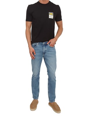 T-shirt BOSS uomo in cotone nero con logo in UOMO