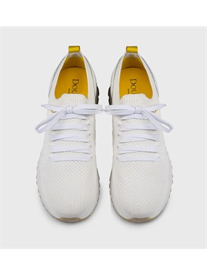 Sneakers Doucal's uomo in tessuto e pelle bianche in UOMO