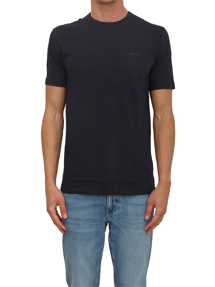 T-shirt BOSS uomo in cotone blu