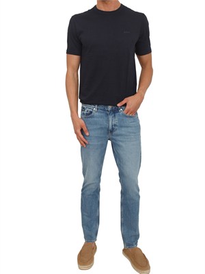 T-shirt BOSS uomo in cotone blu in UOMO