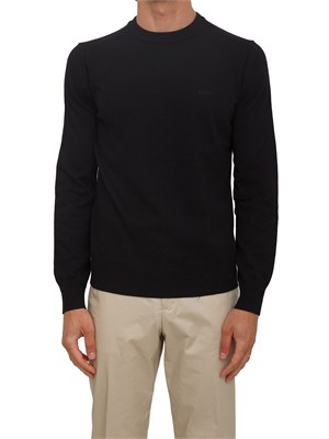 Maglia nera Boss uomo in cotone ricamo logo in UOMO