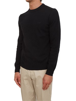 Maglia nera Boss uomo in cotone ricamo logo in UOMO