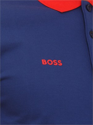 Polo BOSS uomo in cotone blu patch bandiera in UOMO
