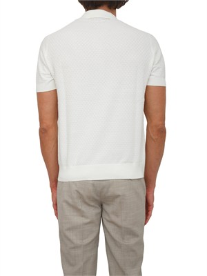 Polo bianca Paolo Pecora in maglia lavorata punto rombo in UOMO