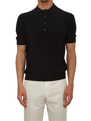 Polo Paolo Pecora in cotone rasato nero in UOMO