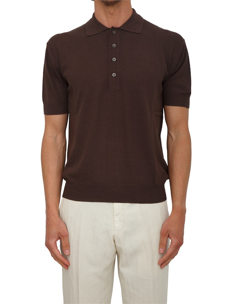 Polo Paolo Pecora in cotone rasato marrone