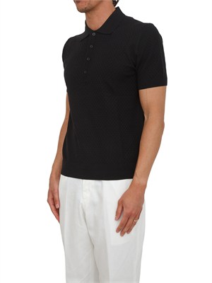 Polo maglia blu Paolo Pecora con lavorazione a trama in UOMO