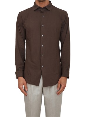 Camicia Paolo Pecora in cotone marrone in UOMO