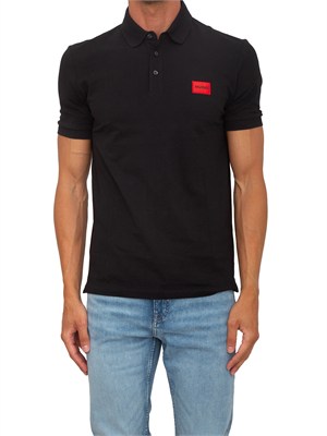 Polo nera Hugo uomo in cotone con logo in UOMO
