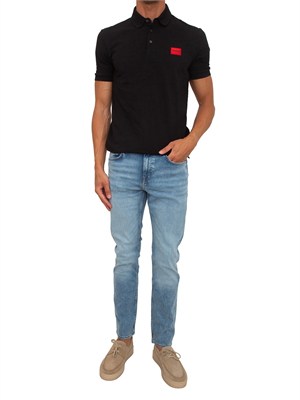 Polo nera Hugo uomo in cotone con logo in UOMO