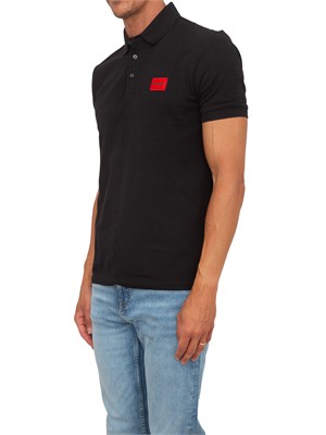 Polo nera Hugo uomo in cotone con logo in UOMO