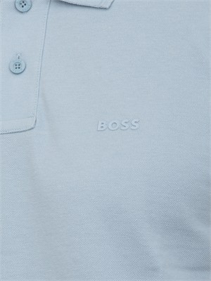 Polo azzurra BOSS uomo in piquÉ di cotone in UOMO