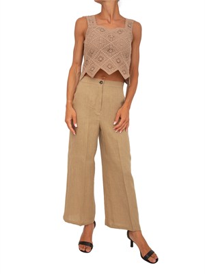 Pantalone EMMCLAVA Emme Marella in lino beige in DONNA