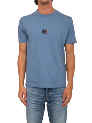 T-shirt HUGO uomo in cotone azzurro in UOMO