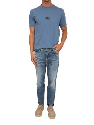 T-shirt HUGO uomo in cotone azzurro in UOMO