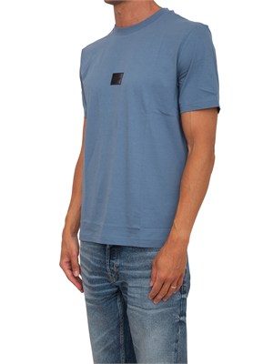 T-shirt HUGO uomo in cotone azzurro in UOMO