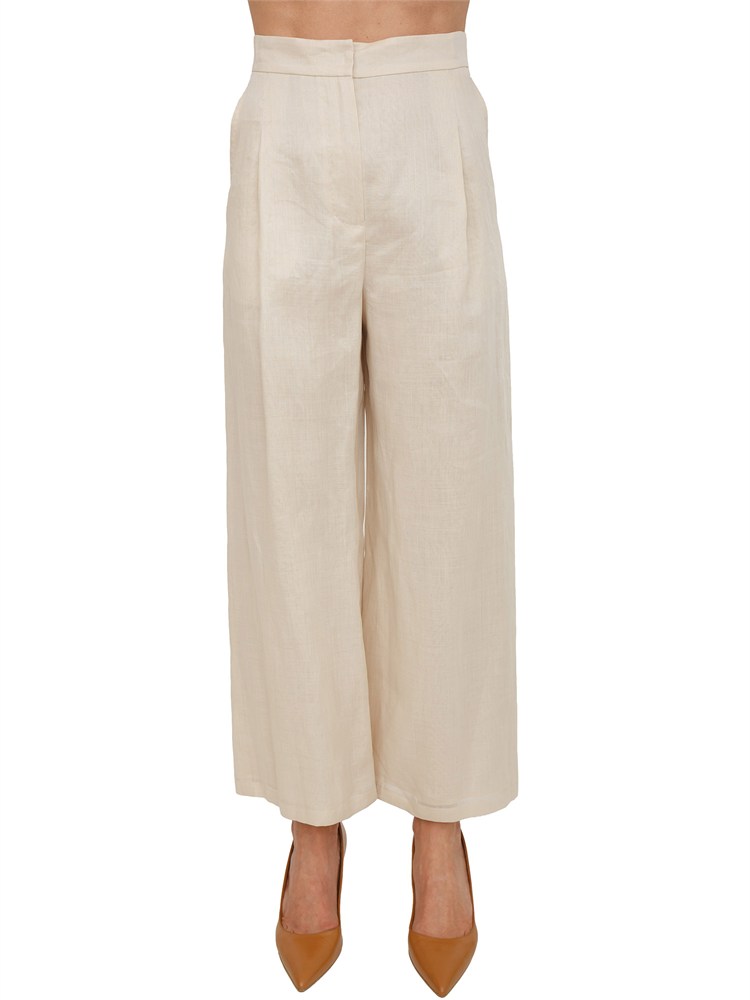 Pantalone beige MSTTARTUFO Max Mara Studio in tela ramiÉ