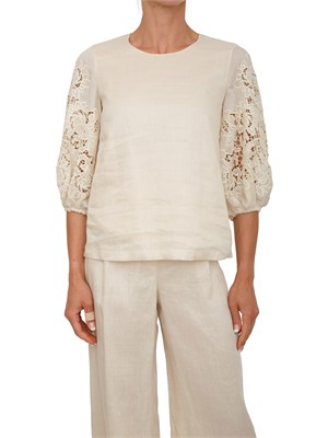 Blusa MSTORDINE Max Mara Studio in garza ramiÉ beige in DONNA