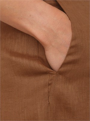 Pantalone MSTTAPIOCA Max Mara Studio in lino marrone in DONNA