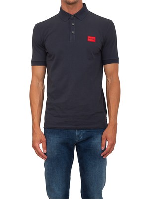Polo blu Hugo uomo in cotone con logo in UOMO