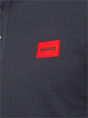 Polo blu Hugo uomo in cotone con logo in UOMO