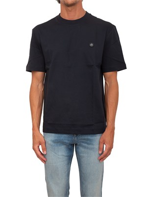 T-shirt BOSS uomo in cotone mercerizzato blu in UOMO