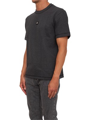 T-shirt HUGO uomo in cotone grigio con logo in UOMO