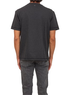 T-shirt HUGO uomo in cotone grigio con logo in UOMO