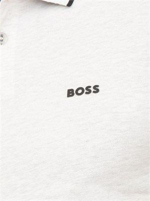Polo Boss uomo in cotone elasticizzato grigio con profili in UOMO