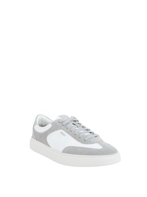 Sneakers Boss uomo in pelle grigie e bianche in UOMO