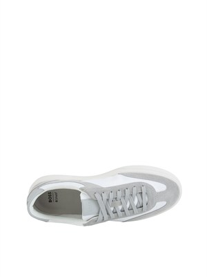 Sneakers Boss uomo in pelle grigie e bianche in UOMO