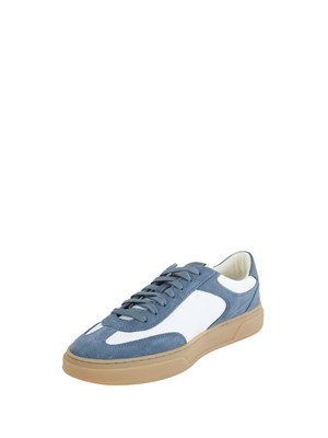 Sneakers Boss uomo in pelle blu e bianche in UOMO