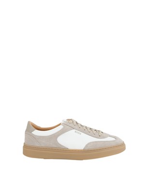 Sneakers Boss uomo in pelle beige e bianca in UOMO