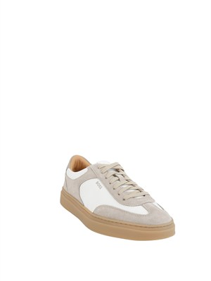 Sneakers Boss uomo in pelle beige e bianca in UOMO
