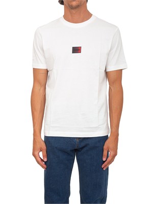 T-shirt HUGO uomo in cotone avorio in UOMO