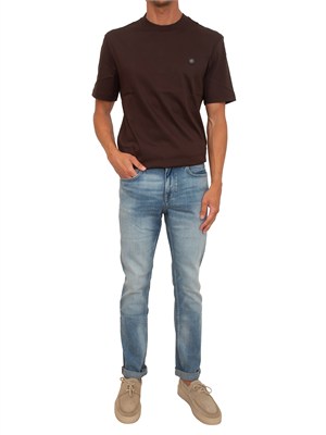T-shirt BOSS uomo in cotone mercerizzato marrone in UOMO