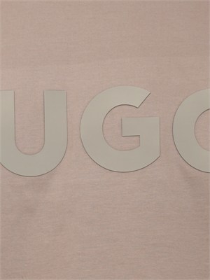 T-shirt Hugo uomo taupe con logo grande in UOMO