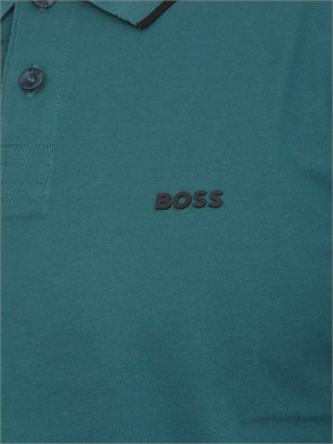 Polo Boss uomo in cotone petrolio con contrasti in UOMO
