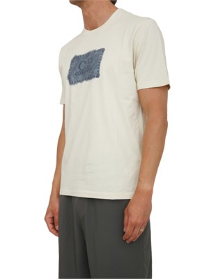 T-shirt C.P. Company in cotone beige ricamo logo in UOMO