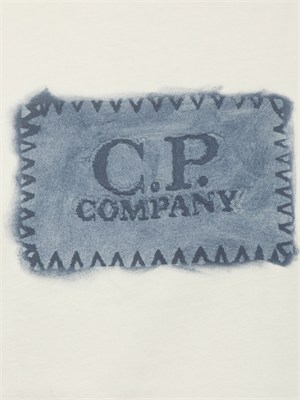 T-shirt C.P. Company in cotone beige ricamo logo in UOMO