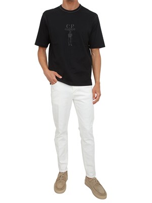 T-shirt C.P. Company in cotone nero con logo in UOMO