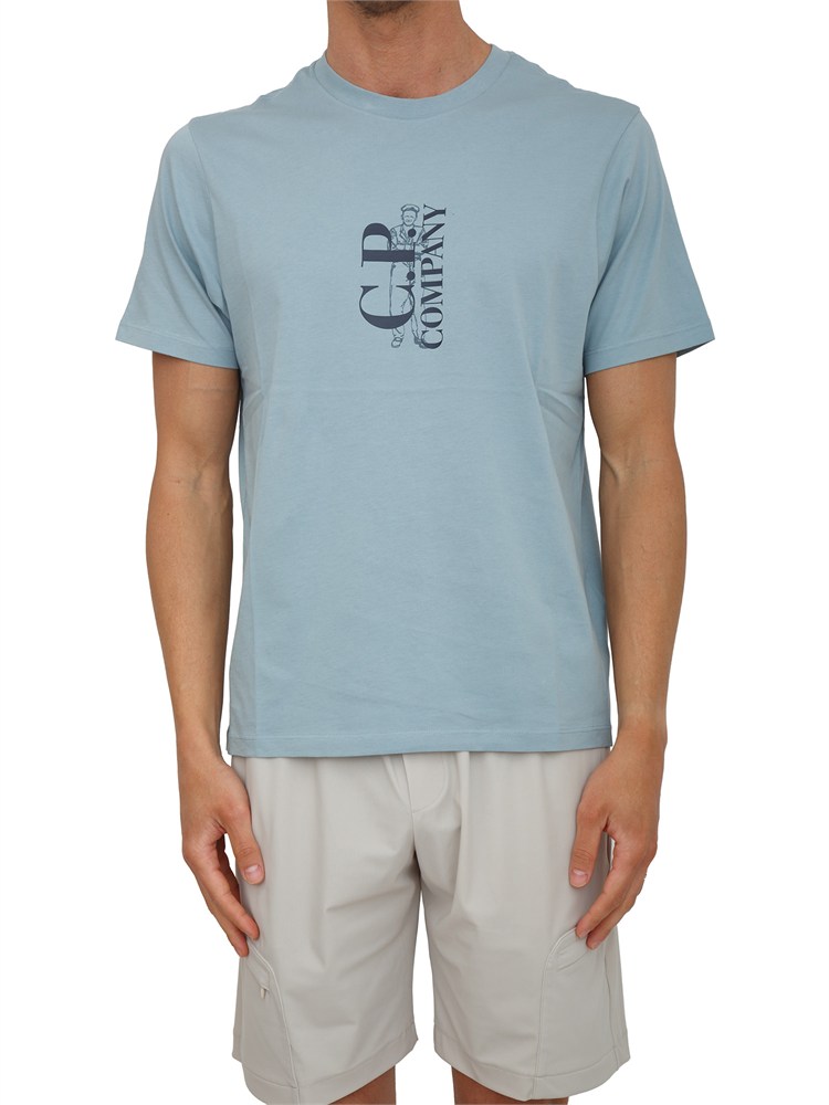 T-shirt CP Company in cotone azzurro con logo