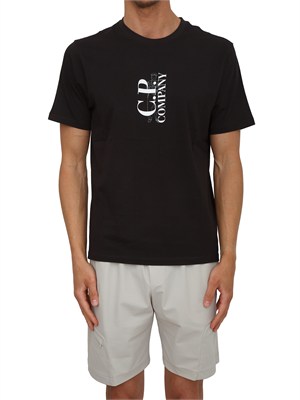 T-shirt CP Company in cotone nero con logo in UOMO