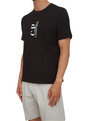 T-shirt CP Company in cotone nero con logo in UOMO
